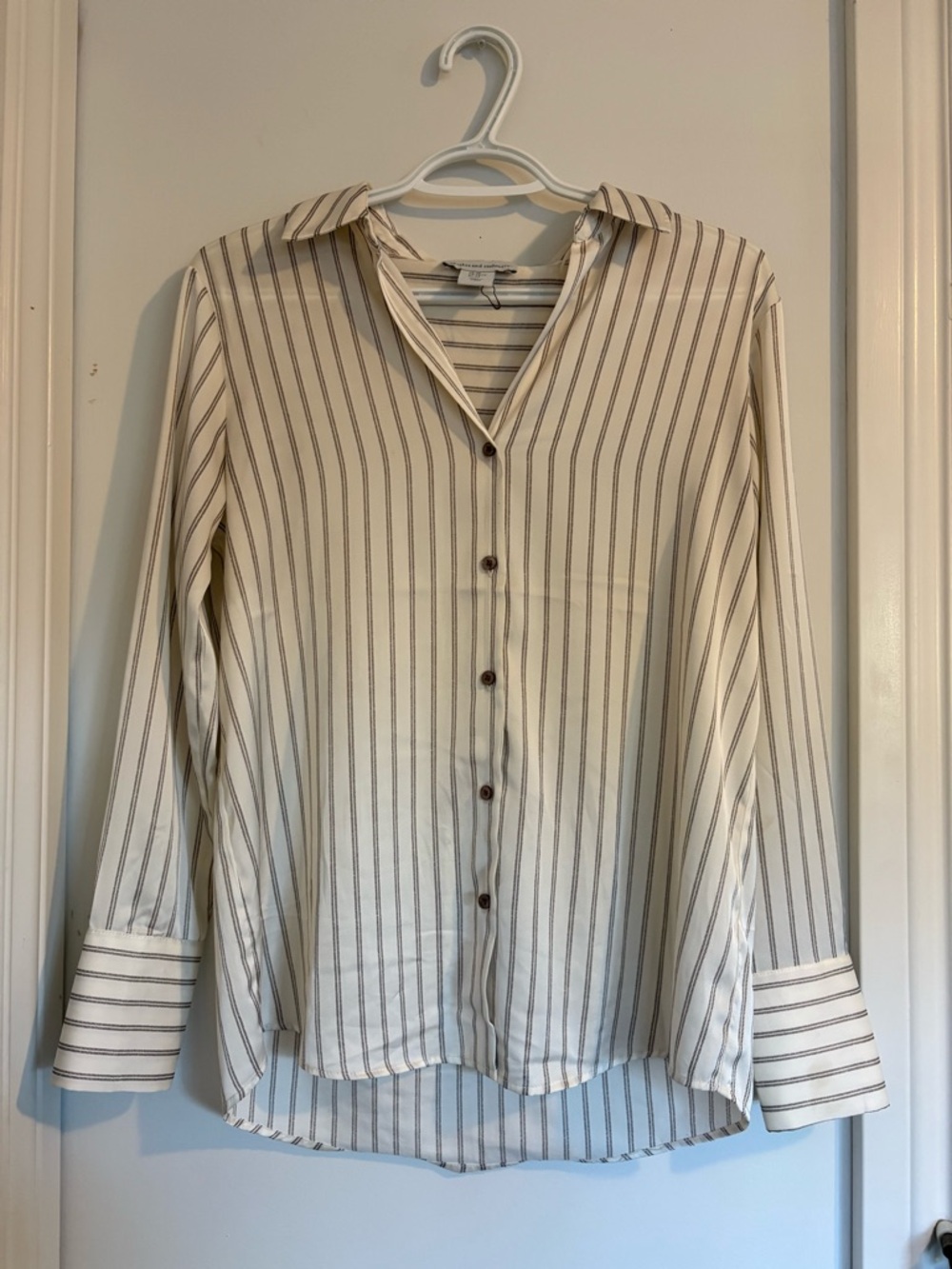 Striped Cream and Brown Blouse